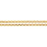 A 9CT GOLD CHAIN, 90 CM L, 11G