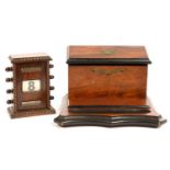 AN OAK PERPETUAL DESK CALENDAR, 16CM H, C1920'S-30'S AND A LATE VICTORIAN BRASS MOUNTED WALNUT AND