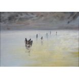 REGINALD EDWIN BASS, THE BATHERS, SIGNED, OIL ON PAPER, 23 X 34CM AND ANOTHER WORK BY THE SAME -