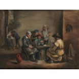 AFTER DAVID TENIERS THE YOUNGER, THE CARD PLAYERS, PASTEL LAID ON LINEN, 39 X 52CM