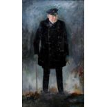 REGINALD EDWIN BASS, PORTRAIT OF SIR WINSTON CHURCHILL, SIGNED, OIL ON CANVAS, 49 X 29CM