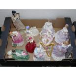 ELEVEN ROYAL WORCESTER AND ROYAL DOULTON BONE CHINA FIGURES OF YOUNG WOMEN, PRINTED MARKS