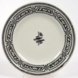 SHIPPING LINE MEMORABILIA. A MINTONS BLACK PRINTED EARTHENWARE PLATE MADE FOR THE PACIFIC STEAM