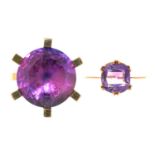 A SYNTHETIC PINK SAPPHIRE COCKTAIL RING, THE ROUND FACETED SAPPHIRE 18CT APPROX, IN GOLD MARKED 585,