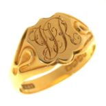 AN 18CT GOLD GENTLEMAN'S SIGNET RING, BIRMINGHAM 1922, 9G, SIZE U