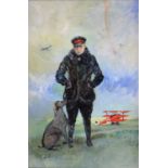 REGINALD EDWIN BASS, THE RED BARON, SINGED, OIL ON CANVAS, 75 X 49CM