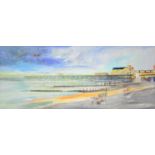 REGINALD EDWIN BASS, BOGNOR REGIS PIER, SIGNED, OIL ON CANVAS, 49.5 X 121CM