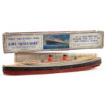 A CHAD VALLEY "TAKE TO PIECES" CARD MODEL OF THE R.M.S "QUEEN MARY", BOXED, 1930'S