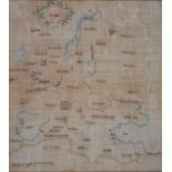 AN 18TH C LINEN MAP SAMPLER OF EUROPE, INCLUDING ICELAND AND PART OF AFRICA, BY ELIZABETH SOPHIA