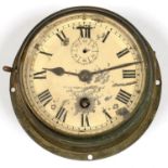 A BRASS SHIP'S TIMEPIECE, THE PAINTED DIAL INSCRIBED KELVIN WHITE AND HUTTON 11 BILLITER STREET