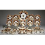 A JOHN RIDGWAY TEA AND COFFEE SERVICE, C1825, DECORATED WITH ANTHEMION AND FOLIAGE IN BLUE AND