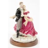 A ROYAL WORCESTER GROUP OF TRUE LOVE, 24CM H, PRINTED MARK, GILT TITLE