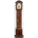 A MAHOGANY DWARF LONGCASE CLOCK, THE BRASS AND SILVERED DIAL INSCRIBED TEMPUS FUGIT,  CHIMING ON