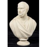 A COPELAND PARIAN WARE BUST OF GENERAL HAVELOCK, ON SOCLE, 23.5CM H, IMPRESSED MARK