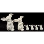 A 'FAMILY' OF SIX ROSENTHAL GLAZED PORCELAIN MODELS OF RABBITS, 15CM H AND SMALLER, PRINTED MARK