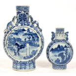 TWO CHINESE BLUE AND WHITE MOON FLASKS, 24.5CM H, LATE 19TH / EARLY 20TH C