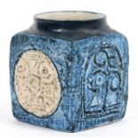 A TROIKA MARMALADE POT, 9CM H, PAINTED TROIKA CORNWALL AND MONOGRAM OF LOUISE JINKS, 1976 - 81
