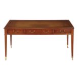 A GOOD QUALITY REPRODUCTION MAHOGANY LIBRARY TABLE, BY WILLIAM TILLMAN, IN GEORGE III STYLE WITH