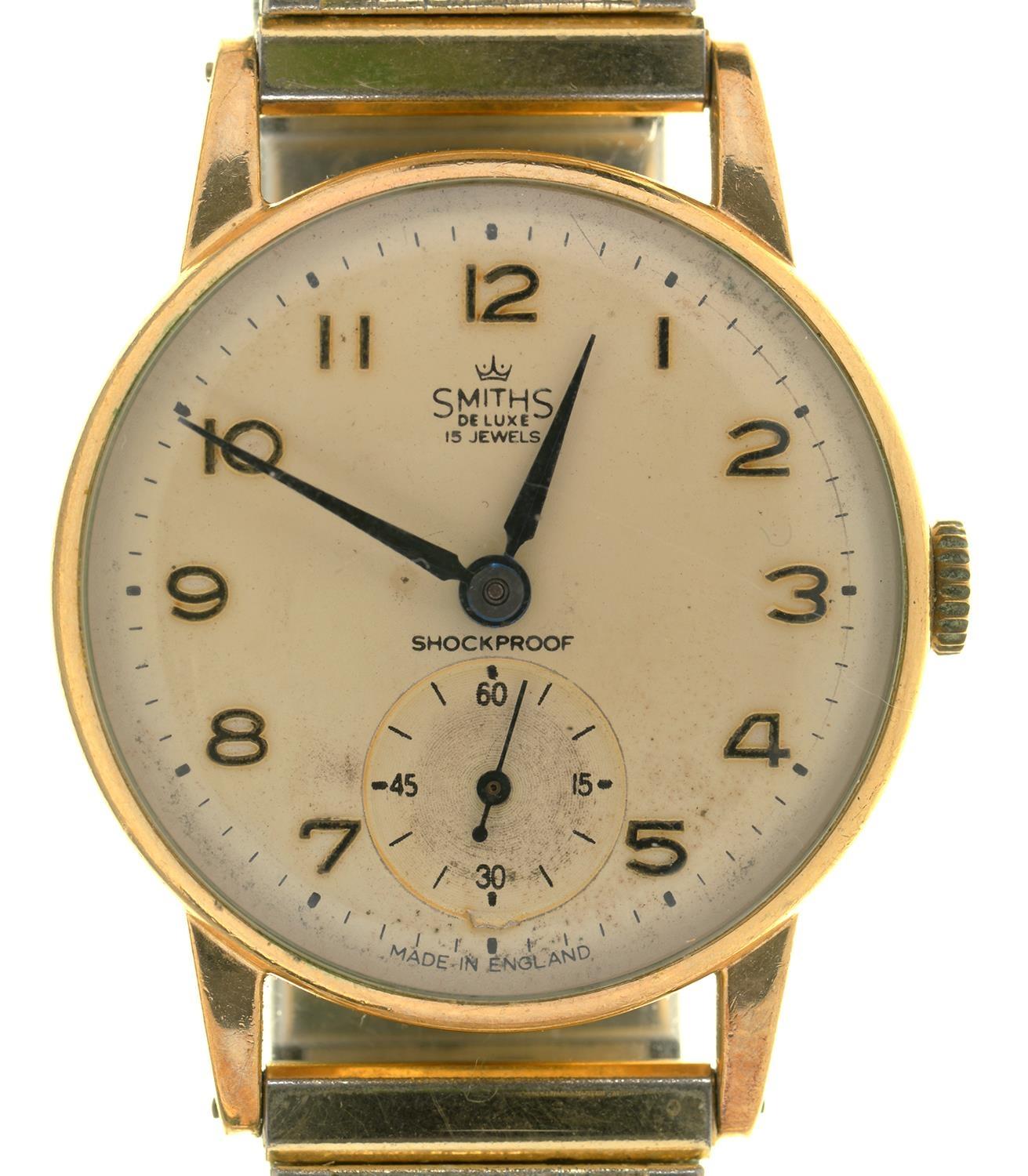 A SMITH'S 9CT GOLD GENTLEMAN'S WRISTWATCH, LONDON 1962, INSCRIBED B.R. LONDON MIDLAND REGION R.E.