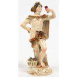 A MEISSEN FIGURE OF BACCHUS, 14.5CM H, INCISED 1696, UNDERGLAZE BLUE CROSSED SWORDS, C1900