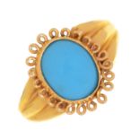 A PORTUGESE TURQUOISE RING IN GOLD, CONTROL MARKS, MARKED 800, 2G, SIZE P