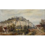 WILLIAM KNIGHT, NOTTINGHAM CASTLE, SIGNED, OIL ON BOARD, 36 X 62CM