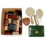 A QUANTITY OF JEWELLERY BOXES AND AN EDWARD VII SILVER BRUSH, CHESTER 1909, ETC