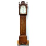 A VICTORIAN MAHOGANY EIGHT DAY LONGCASE CLOCK WITH PAINTED BREAK ARCH DIAL, 225CM H X 44CM W