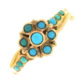 A VICTORIAN TURQUOISE RING IN GOLD, 3G, SIZE O AND TWO VICTORIAN RING BOXES