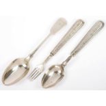 MISCELLANEOUS VICTORIAN SILVER FLATWARE, 3OZS 13DWTS  (4)