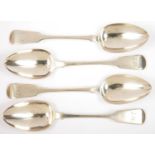 FOUR SILVER DESSERT SPOONS, GEORGE III AND LATER, 8OZS 8DWTS