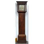 A GEORGE III OAK AND FRUITWOOD THIRTY HOUR LONGCASE CLOCK, THE BRASS AND SILVERED DIAL INSCRIBED THO