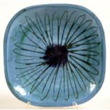 AN EARLY TROIKA 'D' PLATE, 19CM L, IMPRESSED TRIDENT, TROIKA, ST IVES, 1960'S