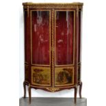 A GILTMETAL MOUNTED KINGWOOD AND 'VERNIS MARTIN' VITRINE, 164CM H X 100CM W