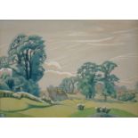 ELEANOR JOYCE FRANCIS, LITTLE BARRINGTON, SIGNED WITH INITIALS, DATED 1933, WATERCOLOUR AND
