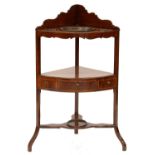 A VICTORIAN MAHOGANY CORNER WASH STAND, 101CM H X 58CM W