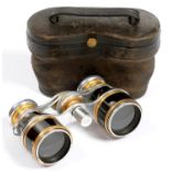 A PAIR OF FRENCH GILTMETAL AND FAUX TORTOISESHELL OPERA GLASSES, CASED, EARLY 20TH C