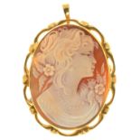 AN ITALIAN SHELL CAMEO IN 18CT GOLD, BIRMINGHAM 2000, 7.5G