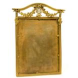 AN EDWARDIAN GILT BRASS PHOTOGRAPH FRAME, HUNG WITH SWAGS AND SURMOUNTED BY A BOW, 36CM H, C1900