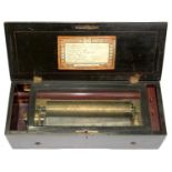 A SWISS MUSICAL BOX PLAYING EIGHT AIRS AS LISTED ON THE ORIGINAL LITHOGRAPHED TUNE SHEET TO THE