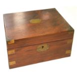 A VICTORIAN BRASS MOUNTED WALNUT WRITING BOX WITH FITTED INTERIOR, 29.5CM L