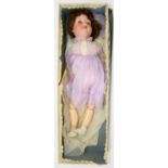 A GERMAN BISQUE HEADED CHARACTER DOLL, EARLY 20TH C, 60CM APPROX, BOXED