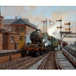 WARWICK RICHARDSON, DERBY STATION NORTH, SIGNED AND DATED 1990, OIL ON CANVAS, 54 X 64CM AND THREE