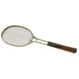 A BIRMAL ALL METAL ALLOY LAWN TENNIS RACQUET, WITH WIRE STRINGING, C1922