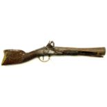 AN 18TH C STYLE FLINTLOCK BLUNDERBUSS, EARLY 20TH C, INCORPORATING EARLIER ELEMENTS, 49CM L