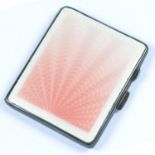 A SHADED PINK GUILLOCHE ENAMEL CIGARETTE CASE, 8 X 7.5 CM, C1930