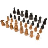 VICTORIAN BOXWOOD AND ROSEWOOD CHESS SET, KINGS 9CM H, IN A 19TH C MAHOGANY BOX, TWO BOXES OF