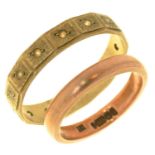 TWO 9CT GOLD RINGS, ONE PASTE SET, 5G, SIZES I TO S