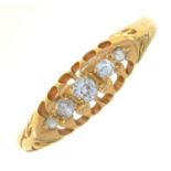 A VICTORIAN FIVE STONE DIAMOND RING, IN 18CT GOLD, 2G, SIZE S
