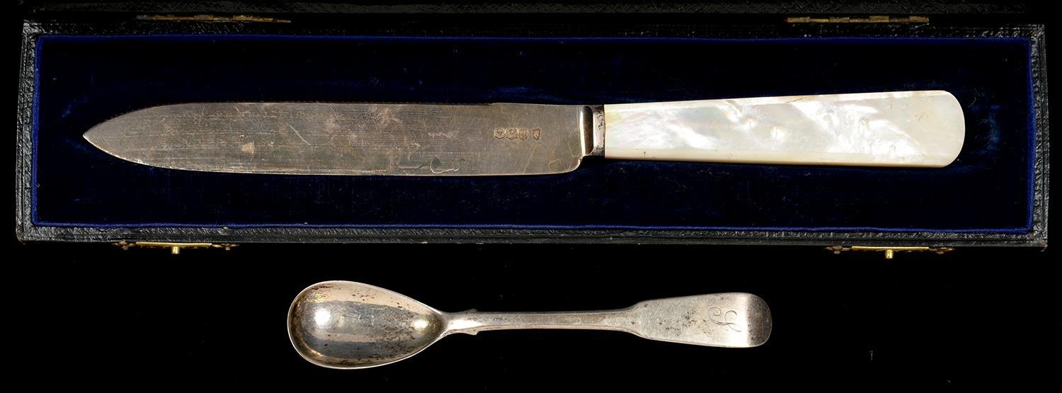 A SCOTTISH PROVINCIAL SILVER SPOON, BY THOMAS SHANNON, DUNDEE, C1865 AND A GEORGE VI SILVER AND